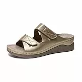 Yeeteepot Sandalen Damen Keilabsatz Sandaletten Gold 40 EU