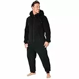 CityComfort Schlafoveralls für Herren und Teenager, Fleece Onesie Jumpsuit Warm Kuschelig Lang M-3XL - Geschenke für Männer (Schwarz, 3XL)