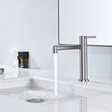 DETBOM Wasserhähne Bad, Rostfreie Stähle Einhebelmischer, Geräuschloser Hochdruck-Spültischmischer, Höhe des Auslaufs 114mm, Les Toilettes et Les Jardins, Gebürstetes Silber