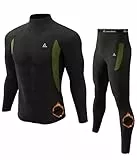 CL convallaria Thermounterwäsche Set Winter Jagdausrüstung Sport Lange Unterhose Unterhose Oberteil Mittelschwer, A-schwarzer Rollkragen