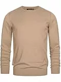 Indicode Herren Gamal Strickpullover aus 80% Baumwolle | Pullover O-Neck Pulli Männer Beige Mix, XL