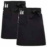 Yoosso 2 Stück Vorbinder Schürze, 60 x 80cm Kellnerschürze Servierschürze Kochschürze Schwarz Grillschürze mit Taschen für Herren Damen