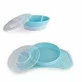 Twistshake Babygeschirr-Set Mini + Schüssel | Baby-Saugnapfplatte + Baby-Tischset (31 x 17 cm) + Schüssel | BPA-frei | Essenstrainingsteller | Blau