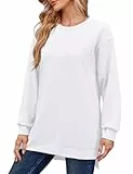 Florboom Sweatshirts Für Damen Langarmshirt Oversize Lang Bluse, Weiß M