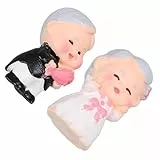 NUOBESTY Hochzeitstortendeko Cartoon Paarfiguren aus Langlebigem Kunstharz Kleine Brautpaar Statuen für Hochzeiten und Valentinstag