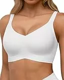 HORISUN Damen BH ohne Bügel, Comfy Bequemer Nahtloser Push-Up Bralette für Große Brüste mit Breiten Trägern Weicher Nahtlos Klassischer BHS für Damen (Weiß 3XL)