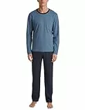 CALIDA Relax Essentials Pyjama, lang Herren, aus 100% Bio-Baumwolle, Hose mit stoffbezogenem Gummibund