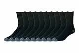 Amazon Essentials Herren Crew-Socken aus Baumwolle – bequem, strapazierfähig, teilweise gepolstert, 10 Paar, Schwarz, 46-48