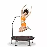 LIFERUN Fitness Trampolin Indoor | mit Randabdeckung | Bis 150kg Belastbar | 3 Verstellbare Haltegriff| Ohne Montage| 102/122cm | Kinder Erwachsene |Gummiseil Trampoline Drinnen | Zuhause Wohnungen