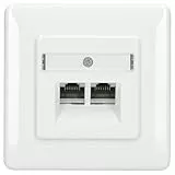 Rutenbeck UAE - Cat. 6A iso Universal-Anschlussdose/Datendose/Netzwerkdose LAN mit Unterputz-Abdeckung reinweiß 136112070, 2-Fach RJ45, 10 Gbit/s, geschirmt