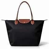 GWAWG Umhängetasche für Damen,Aufbewahrungstasche Mit Großer Kapazität, Faltbare Handtasche, Damenmodetasche,Damen Shopper Tasche (Schwarz, L)