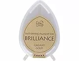Tsukineko Brilliance Dew Drop Stempelkissen Gold, Galaxy Gold - Klein - Lösemittelhaltig, Deckend, Beständig Gegen Ausbleichen - Wasserbeständig