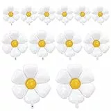 12 Stück Gänseblümchen Folienballons, Riesige Weiße Gänseblümchen Luftballons, Blume Geformte ballons für Hochzeit, Geburtstag Party, Dekoration, Baby Shower (3 Größen)