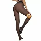 Arkim Strumpfhosen Damen Winter Superzart!, Glänzende schwarze Thermo Strumpfhose gefüttert, 1 Nahtlinie im Schritt Fake Transparente Strumpfhose Fleece Thermostrumpfhose Leggings