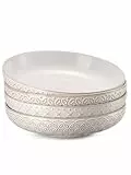 DOWAN Pastateller Groß Tief 4er Set, Ø 21,5 cm Porzellan Suppenteller Tief, Pastaschale Rund, Klassische Nudelteller, Bowl Teller Keramik für Pasta, Nudeln, Suppe, Salat-Vintage-weiß