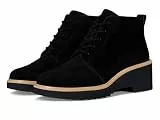 TOMS Maude Damen-Stiefel, Schnürschuh, schwarze Velourslederoptik, 36 EU