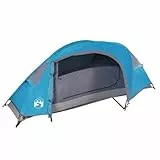 vidaXL Kuppel Campingzelt 1 Person, Kuppelzelt mit Netzwände, Wasserdicht Wurfzelt mit abnehmbarem Überzelt, Blau 185T Polyester