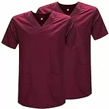 MISEMIYA - Packung 2 STK. - SANITÄRE CASACA Unisex SANITÄRE Uniformen SANITÄRE UNIFORM MEDIZINISCHE UNIFORM - Ref. 817 * 2 - Medium, Granat 21