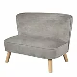 roba Kindersofa „Lil Sofa“ für Jungen und Mädchen, bequeme Kindercouch mit stabilen Holzfüßen und grauem Samtstoff, Kinder-Sitzmöbel-Serie „Lil Sofa“ fürs Kinder- oder Babyzimmer, 1 Stück (1er Pack)