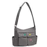 SKCOYH Canvas Messenger Bag – Kuriertasche mit Multi-Pockets & Metall-Schnalle, Crossbody Bag Herren & Damen, ideal für Schule, Uni, Reisen & Alltagspendeln.(Grey)