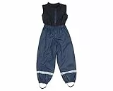 Playshoes Matschhose Regenlatzhose Fleece-Futter Unisex Kinder Wind- und wasserdichte Regenhose Regenbekleidung, marine mit Fleece-Latz, 128