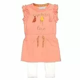 Dirkje - Girls 2-piece Babysuit - Baby Clothes - Cotton - Ruffle - Set - Salmon - Size 56