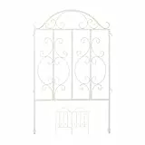 Relaxdays Gartenzaun aus Stahl, Zaunstecksystem 3er Set, verzierter Vorgartenzaun, Zaunelement HxB: 98 x 63,5 cm, weiß