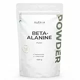 Nutri + Beta Alanin 1 kg Pulver - vegan rein hochdosiert und ohne Zusätze - 1000 g Pre Workout Booster ß Alanine Powder - ideal als Trainingsbooster