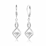 Silber 925 Hängend Ohrringe Damen - Lang Hängend Ohrhänger mit Brillant Zirkonia Stein fur Damen