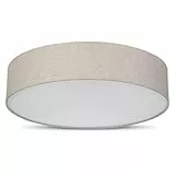 REV Deckenlampe - LED Deckenleuchte rund 50cm mit Stoff-Lampenschirm im Vintage-Look – ideal für Schlafzimmer & Wohnzimmer, taupe