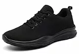 KOUDYEN Laufschuhe Atmungsaktiv Turnschuhe Schnürer Sportschuhe Sneaker für Herren Damen, 41 EU, Voll Schwarz