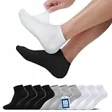 TUUHAW Sneaker Socken Herren 47-50 Damen Sneakersocken Sportsocken Halbsocken Kurze Atmungsaktive Baumwolle Socken Laufsocken 10paar Schwarz Weiß Grau