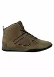 Gorilla Wear Bodybuilding Fitness Schuh Troy High Tops - Armeegrün - Sport Freizeit Alltag Training Workout Schnürsenkel mit Logo Bequem Extra Starker Halt für Herren, 37