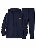 Elegancity Herren Jogginganzug Set Casual 2-Teiliger Trainingsanzug mit Kapuzenpullover und Joggerhose Casual Sportanzug Pullover Hoodie Laufanzug mit Strukturmuster，Blau XL