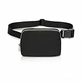 FuninCrea Fanny Pack, wasserdichte Nylon Hüfttasche Brusttasche mit verstellbaren Riemen für Frauen Männer, Modische Gürteltasche mit 3 Mesh Taschen zum Training, Laufen, Reisen, Wandern (Schwarz)