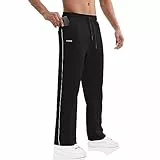 BROKIG Gerade Hose Herren Laufhose Lang Hose Offener Beinabschluss,Loser Passform Sporthose Herren Freizeithose mit Taschen Komfortable Trainingshose für Männer (Schwarz,M)