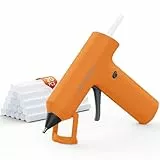Kabellose Mini-Heißklebepistole mit 20 PCS 7×140mm Klebesticks, 90s Schnellaufheizung, Tragbare Akku-Heißklebepistole für Basteln, DIY, Handwerk, kreative Projekte und Dekoration – dunkelorange