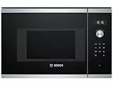 Bosch BFL524MS0 Serie 6 Einbau-Mikrowelle, 38 x 60 cm, 800 W, Drehteller 25,5cm, Türanschlag Links, AutoPilot 7 7 Automatikprogramme, Reinigungsunterstützung, LED-Touchdisplay, Edelstahl