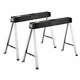 STANLEY 340 kg Folding Metal sawhorses (Pair), 1-97-475, Black