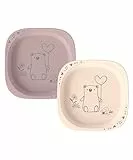nip – Kinderteller | Nachhaltiger und bruchfester Kinderteller für Babys ab 4 Monaten. Ergonomischer Kinderteller aus über 90% nachwachsenden Rohstoffen, ideal für Beikost | 2 St., Rosa