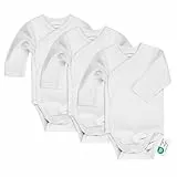 LaLoona Wickelbody Langarm 3er Pack - Baby Body Set aus Baumwolle, Langarmbody mit Knöpfen, ÖkoTex Standard 100 geprüft - 62-68 - Weiß