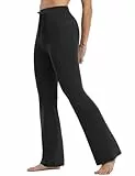 baleaf Yogahose Damen Hohe Taille Flared Leggings Bauchkontrolle mit Taschen Sporthose Drawstring Schlaghose Bootcut Jogginghose Freizeithose Arbeit Casual Schwarz XXXL