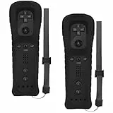 GBKDQQ 2x Wii-Fernbedienung: Wii Controller Gamecontroller Wireless Remote Bewegungssensor Vernbedinung Ersatz Gamepad Controller für Wii und Wii-Konsole, mit Silikonhülle und Handschlaufe (Schwarz)
