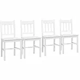 HOMCOM Esszimmerstühle 4er Set Küchenstuhl mit Rückenlehne, Wohnzimmerstuhl, Stühle, Essstühle aus Massivholz für Esstisch, Weiß