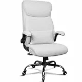 BASETBL Ergonomischer Bürostuhl, Schreibtischstuhl Stoff mit doppelt gebogener hoher Rückenlehne, Gummirollen, unabhängiger Lendenstütze, 3-Fach arretierbar, klappbare Armlehnen, EN12520, Chefsessel