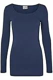 VERO MODA Damen Langarmshirt VMMAXI My LS Soft Long U - Neck NOOS, Gr. 40 (Herstellergröße: L), Blau (Black Iris)