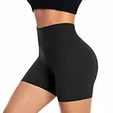ACTINPUT Radlerhose Damen Kurze Shorts High Waist Sporthose Leggings Blickdicht Hotpants Unterhose Boxershorts Sommer(Schwarz,L-XL)