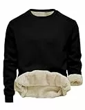 Tincini Herren Sweatshirt Winter Dickes Fleece Pullover Casual Rundhals Gefüttert Sweater Warm Langarm Pulli Winterpullover (Schwarz, M)