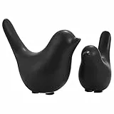 VORCOOL 2Pcs Schwarz Keramik Vogel Figuren Set Moderne Tier Vogel Skulpturen Handwerk für Landschaft Garten Home Office Desktop Display Dekor