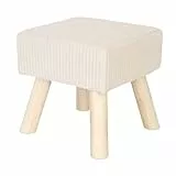 Relaxdays Hocker Cord, Holzbeine, gepolstert, HxBxT: 30x30x30 cm, eckig, Sitzhocker, Fußhocker, Wohnzimmer, beige/Natur